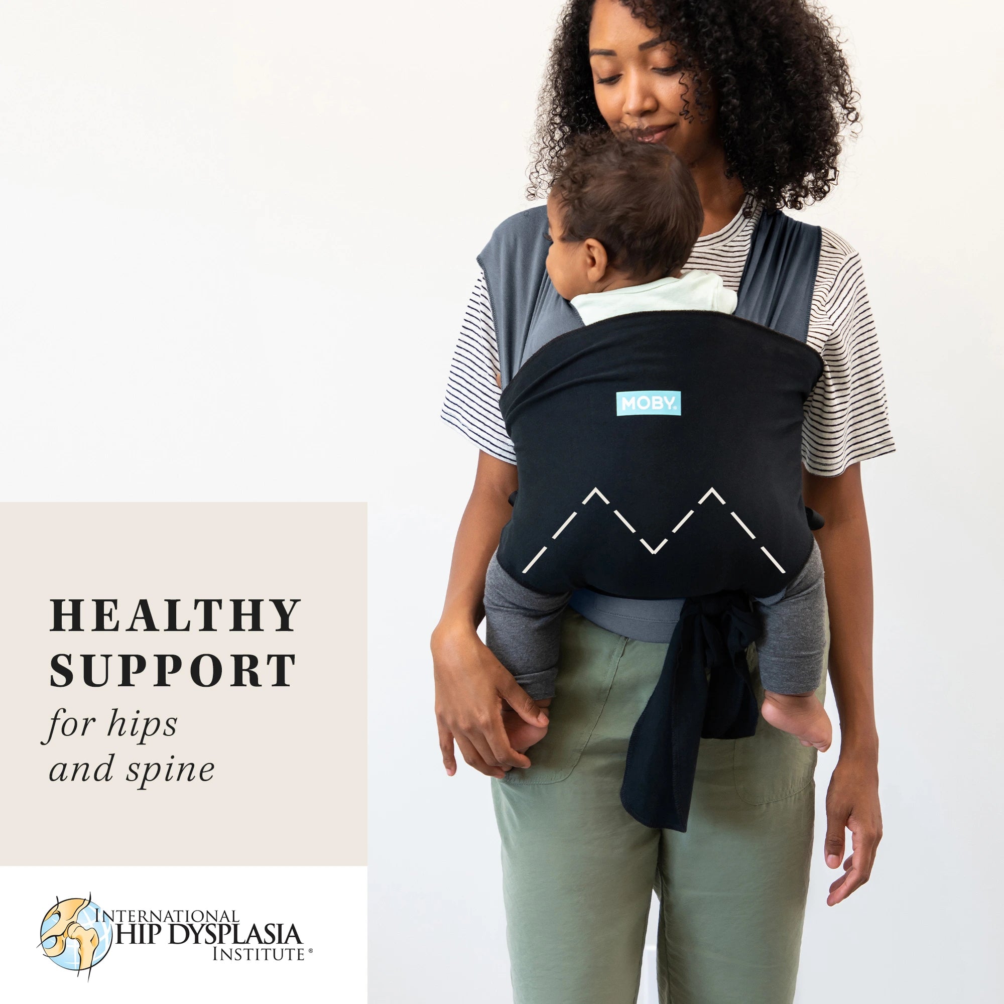 moby easy-wrap healthy support for hips and spine certified by international hip dysplasia institute