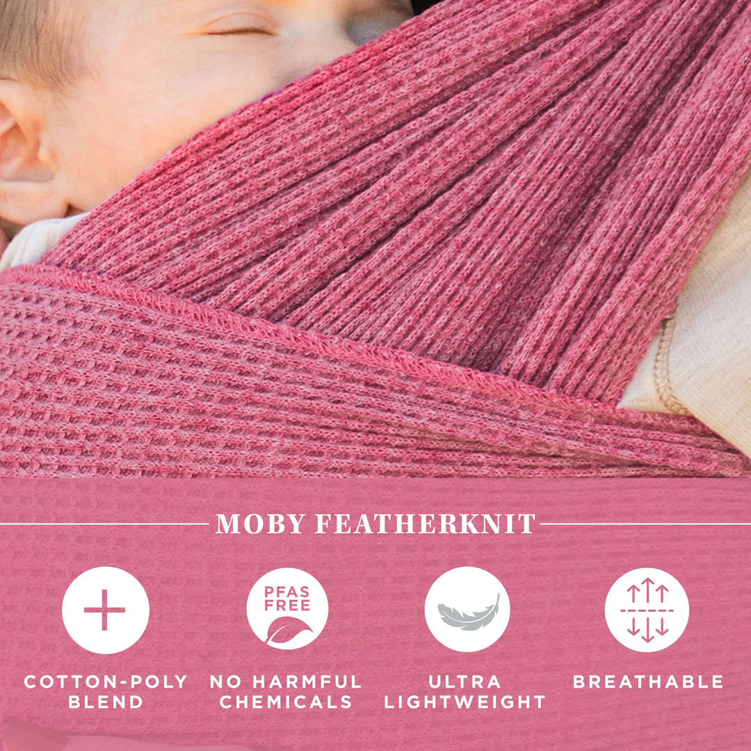 moby featherknit wrap, cotton-poly blend, no harmful chemicals, ultra lightweight, breathable