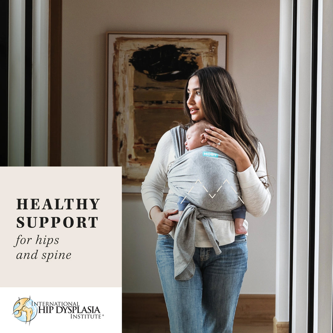 moby wrap healthy support for hips and spine certified by international hip dysplasia institute