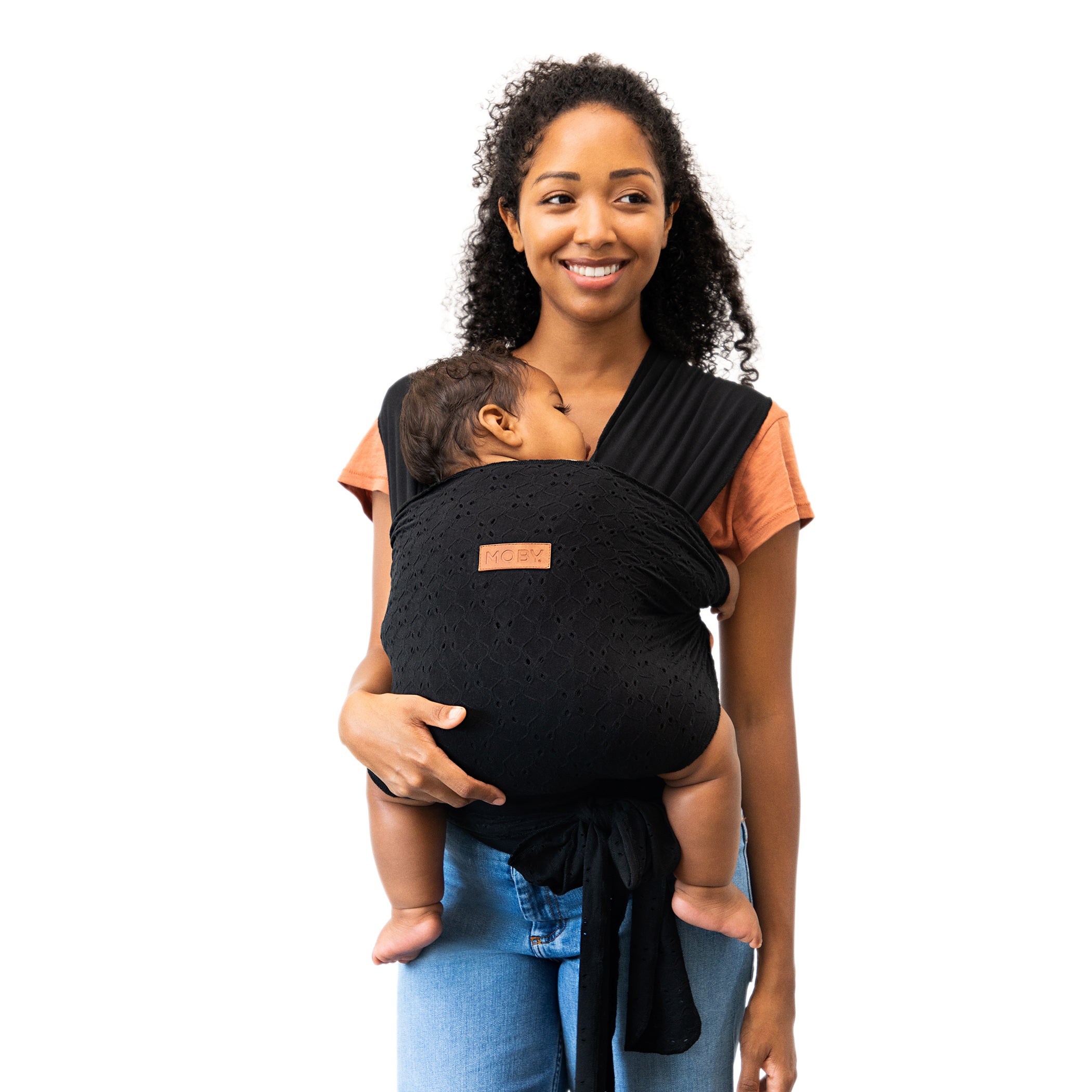 MOBY x PPB Easy-Wrap Carrier - Black Eyelet-Baby Carriers-Moby Wrap