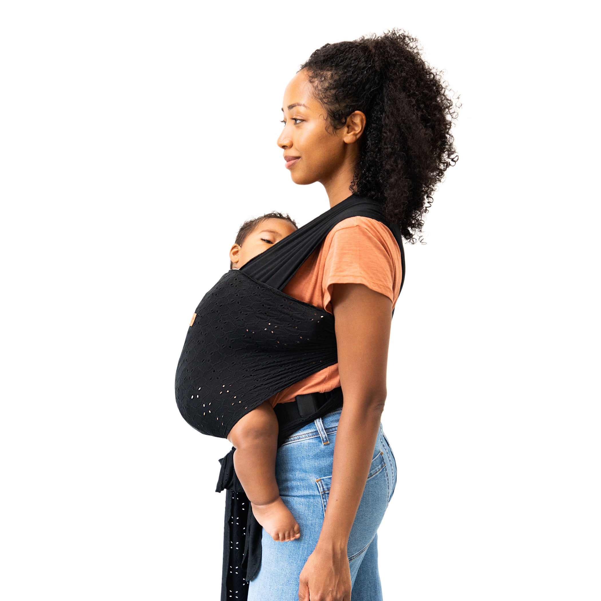 MOBY x PPB Easy-Wrap Carrier - Black Eyelet-Baby Carriers-Moby Wrap
