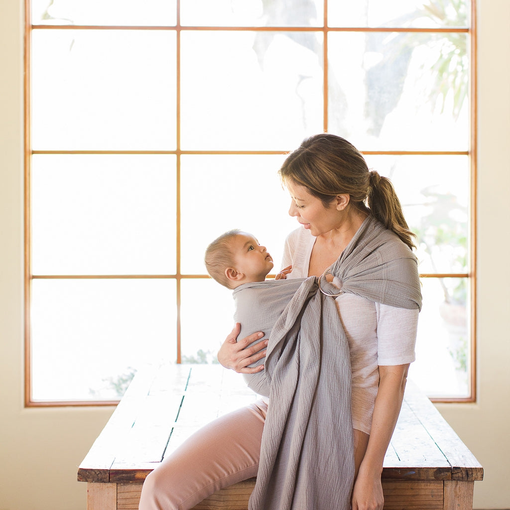 MOBY Ring Sling – Double Gauze – Pewter-Slings-Moby Wrap