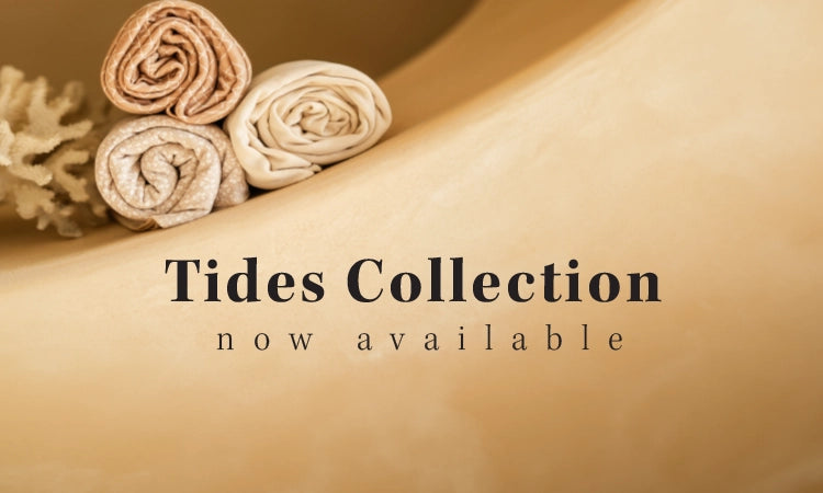 tides collection now available. 3 fabric rolls of coastal blooms, sand dollar, and sand waves