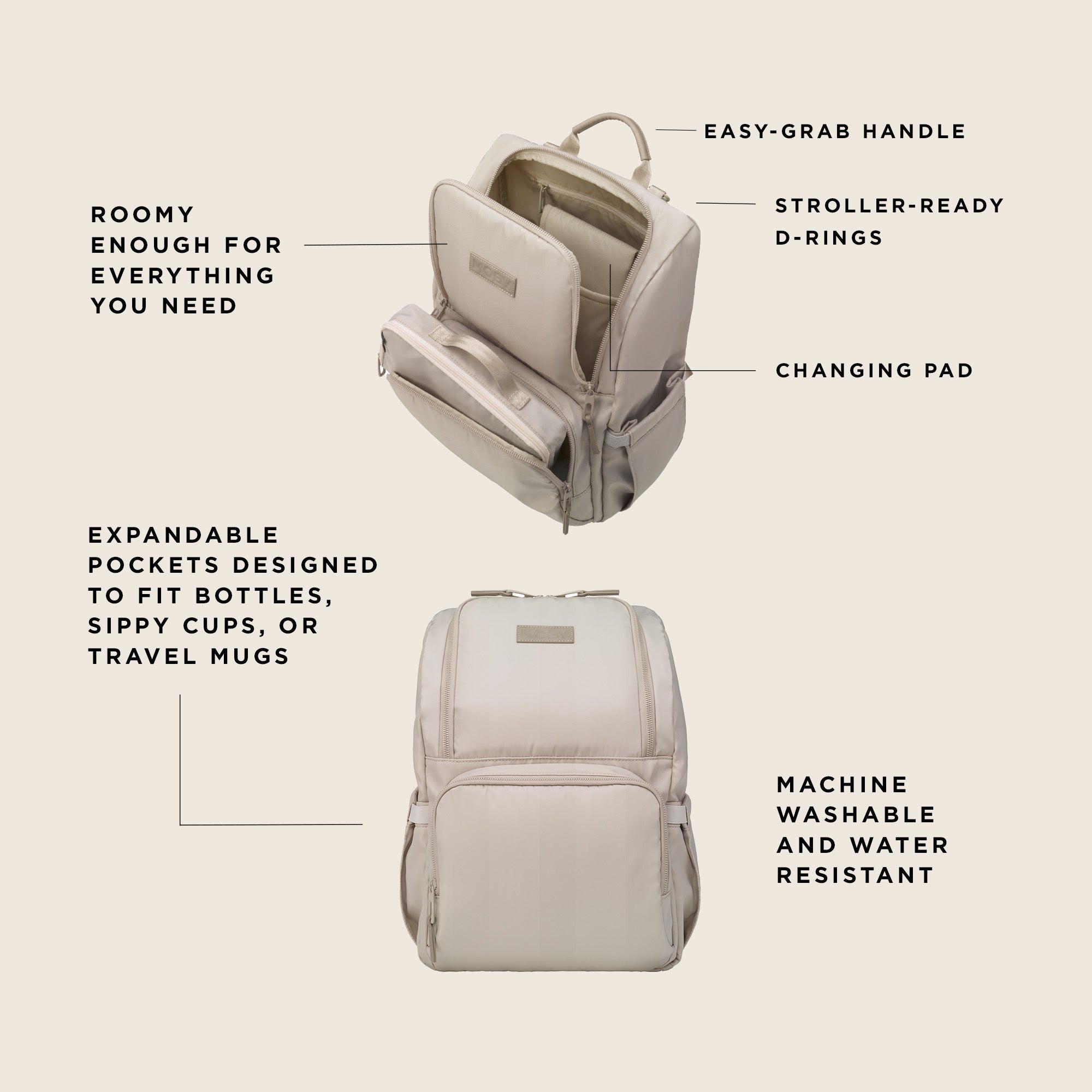MOBY Parent Pack Diaper Bag Backpack in Dune – Moby Wrap