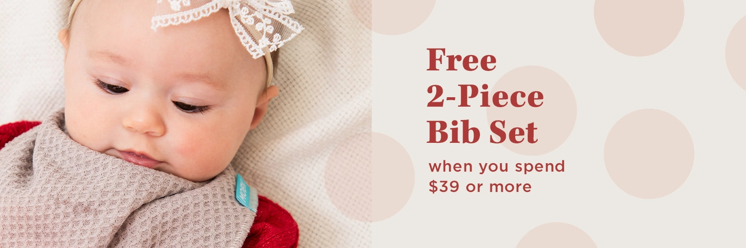 free 2-pc bib set in waffle knit on orders over$39 for limited time