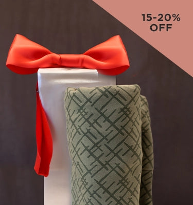 15-20% off. image of gifts and wrapping material