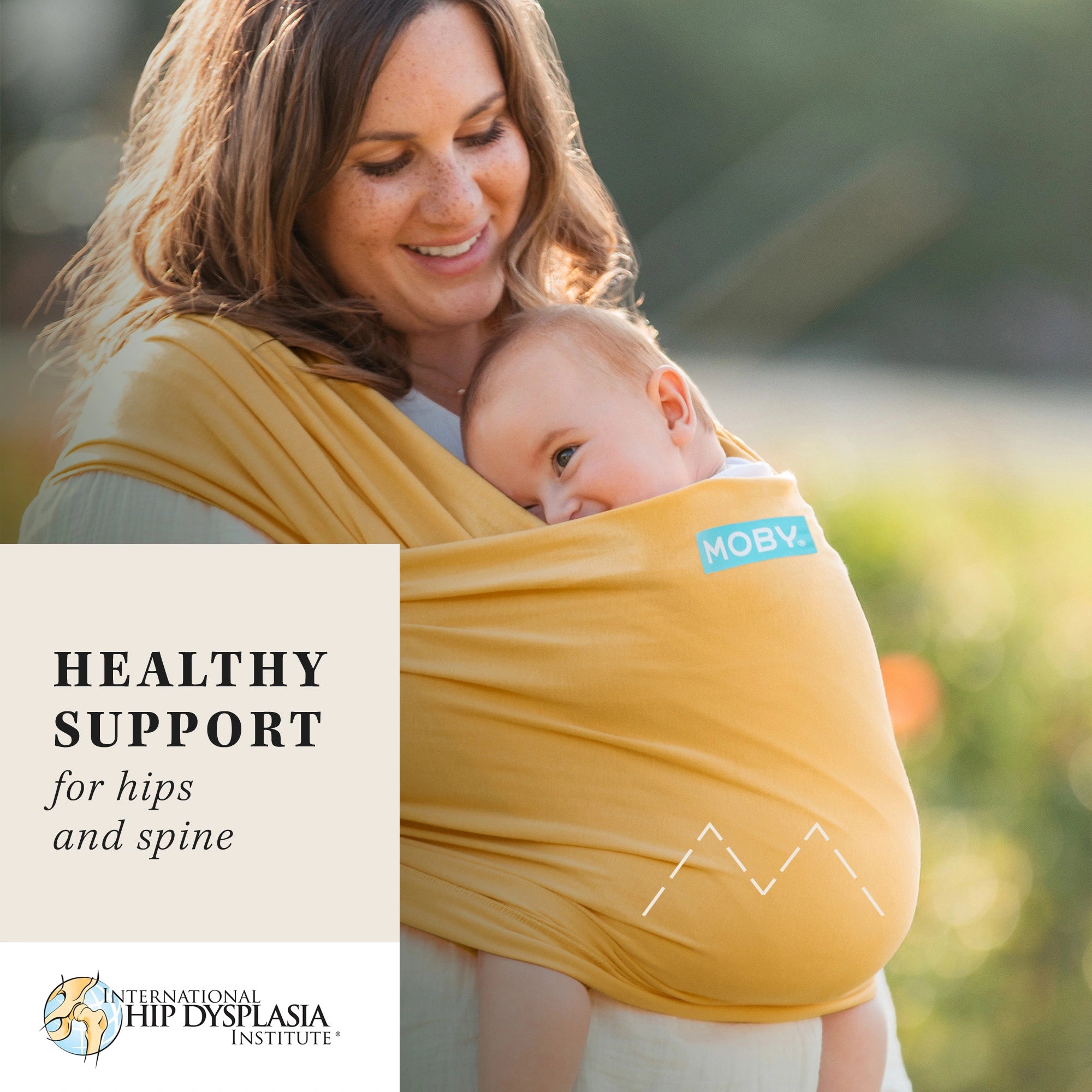 moby wrap healthy support for growing babies hips and spine certified by the international hip dysplasia institute