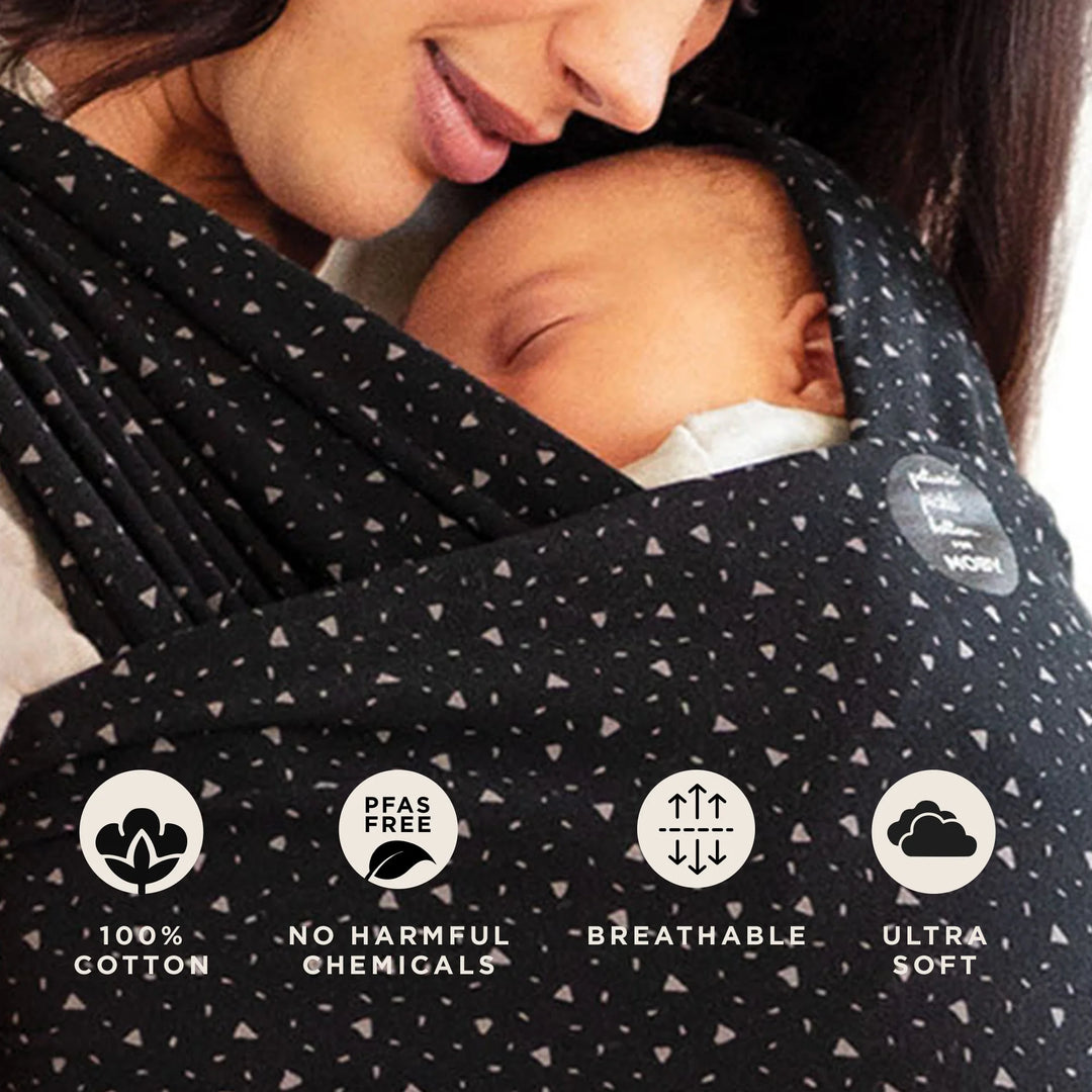 moby wrap features 100% cotton, no harmful chemicals, pfas free, breathable, ultra soft