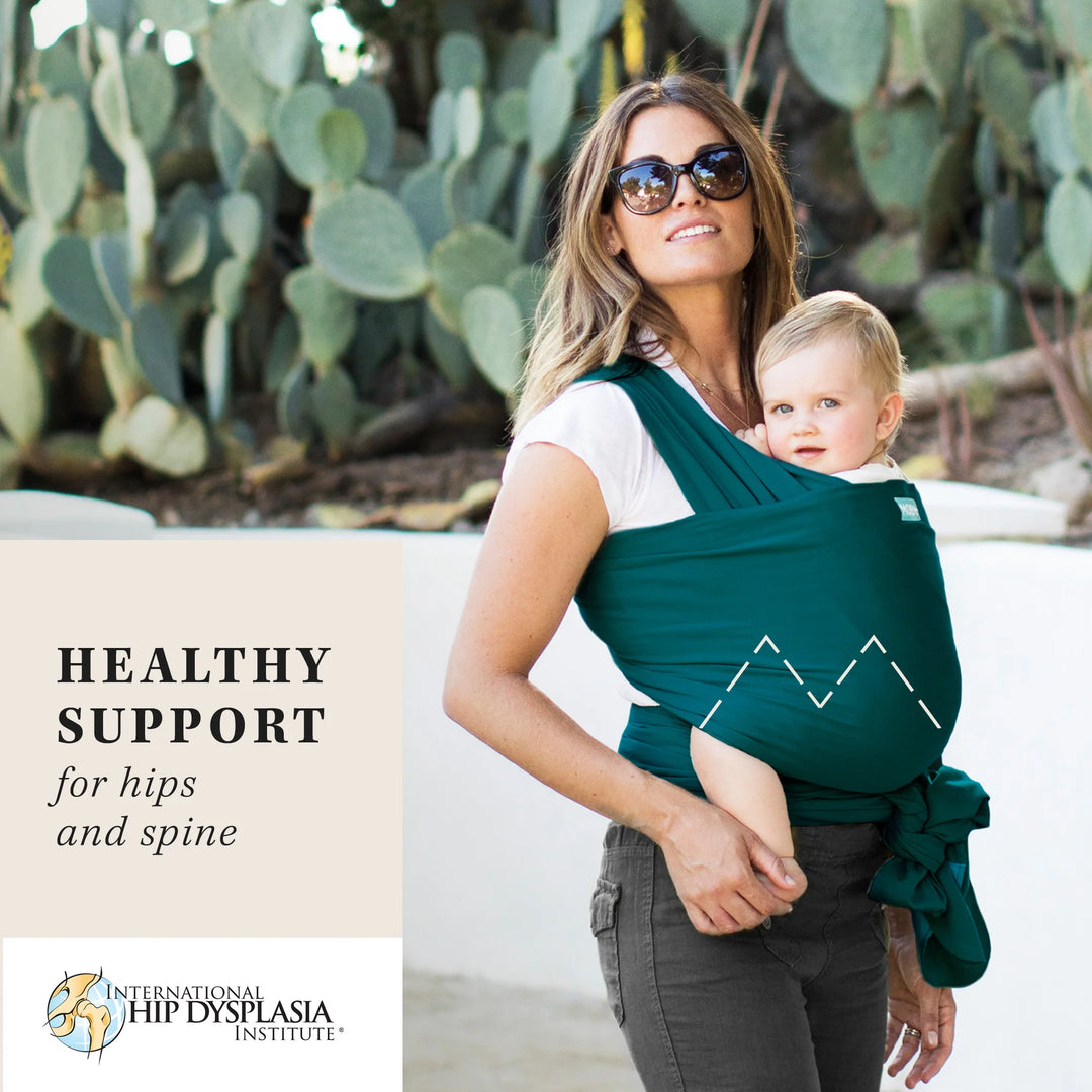 moby wrap features hip healthy support for growing babies as endorsed by international hip dysplasia institute