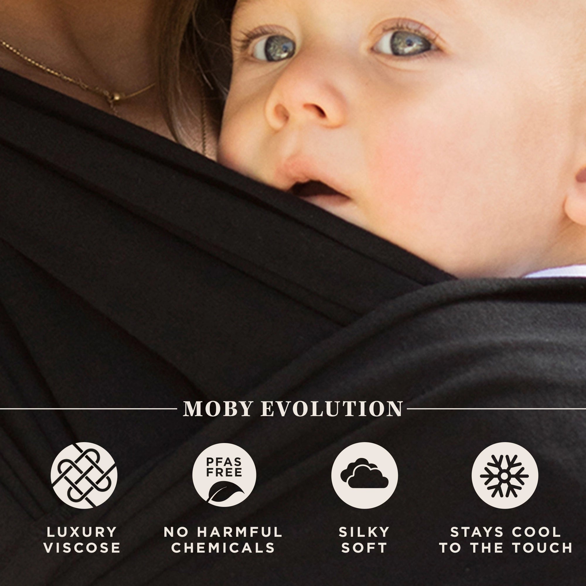 moby evolution features luxury viscose, no harmful chemicals, pfas free, silky soft, stays cool to the touch