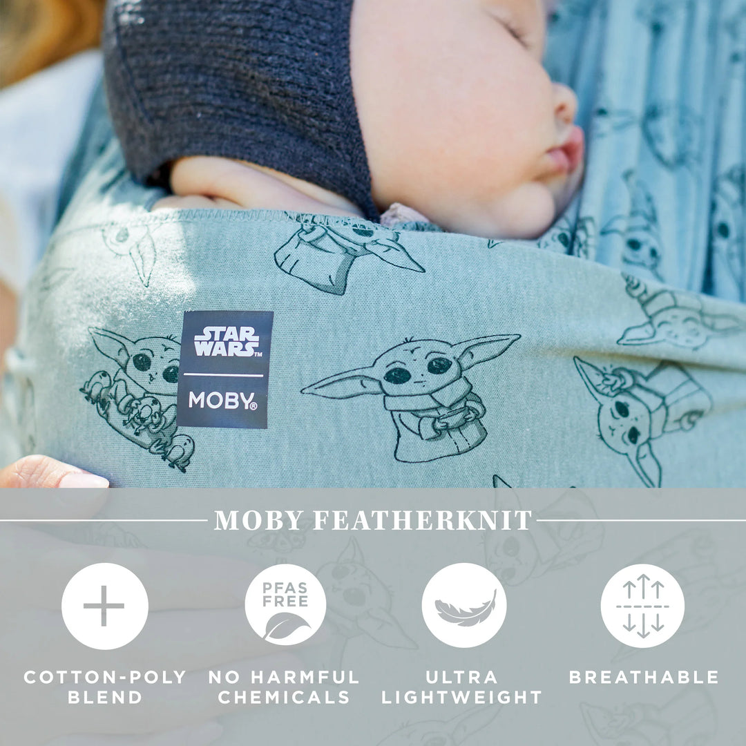 moby featherknit wrap features cotton-poly blend, no harmful chemicals, ultra lightweight, breathable