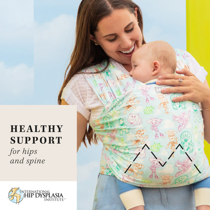 Moby featherknit wrap healthy support for hips and spine certified hip healthy by international hip dysplasia institute