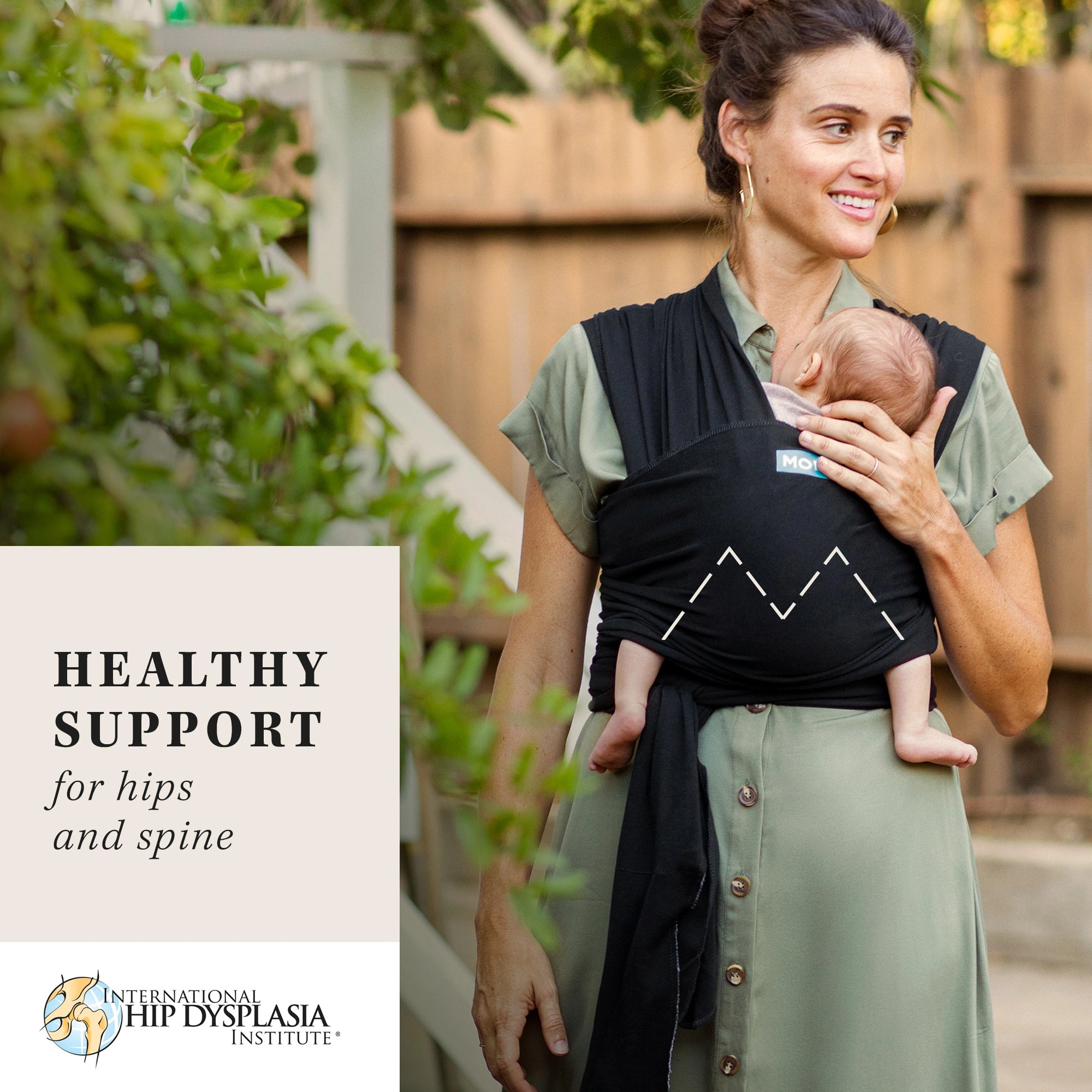 moby wrap features hip healthy support for growing babies as endorsed by international hip dysplasia institute
